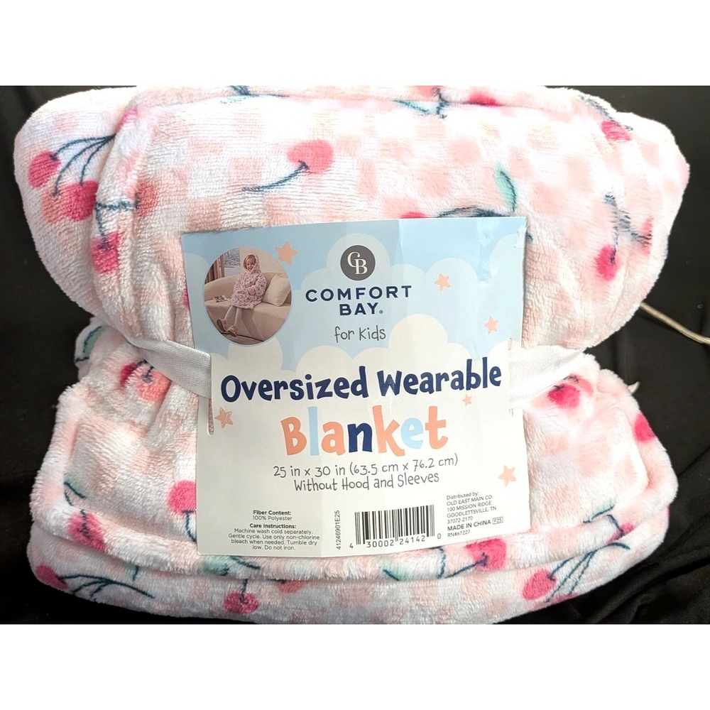 Comfort Bay Kids Oversized Wearable Blanket Cherry Pink Red Green‎ 25x30"